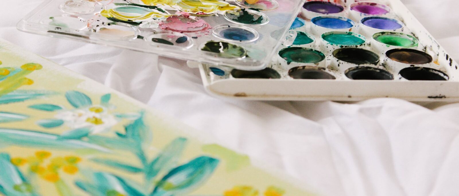 Art therapy creating watercolor art.