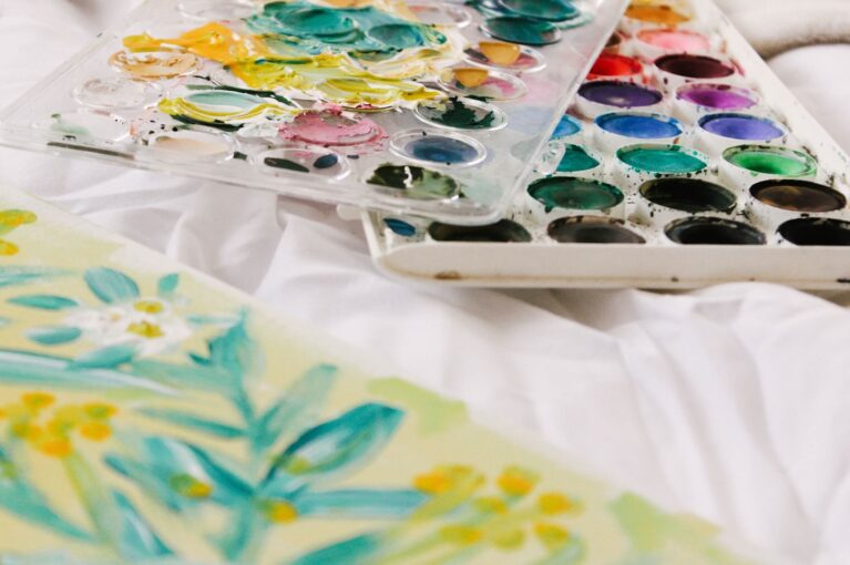 Art therapy creating watercolor art.